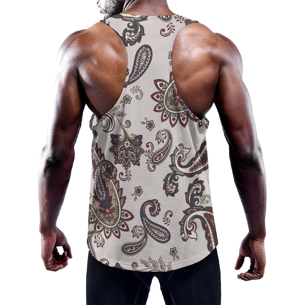Vintage Paisley Pattern Print Training Tank Top