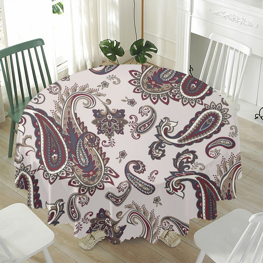 Vintage Paisley Pattern Print Waterproof Round Tablecloth