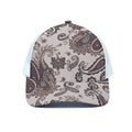 Vintage Paisley Pattern Print White Mesh Trucker Hat