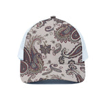 Vintage Paisley Pattern Print White Mesh Trucker Cap