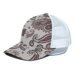 Vintage Paisley Pattern Print White Mesh Trucker Cap