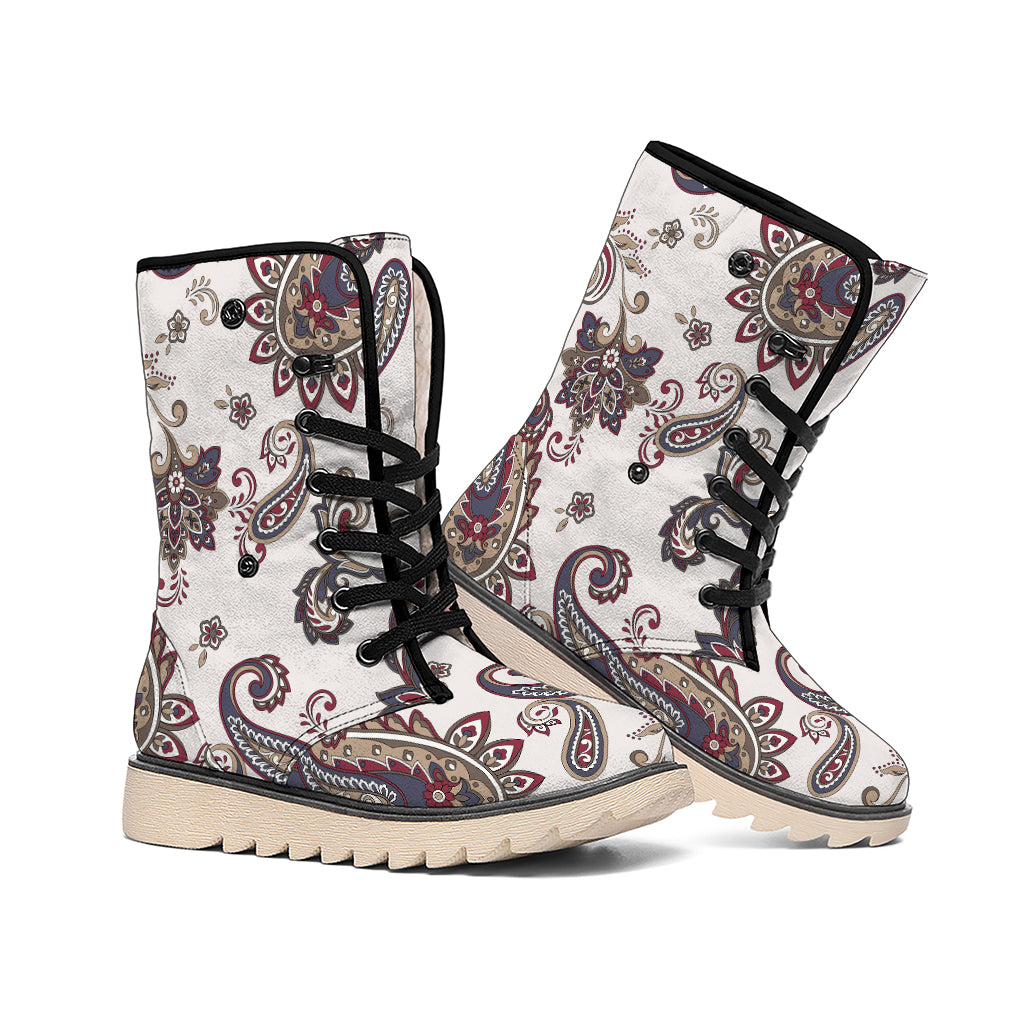 Vintage Paisley Pattern Print Winter Boots