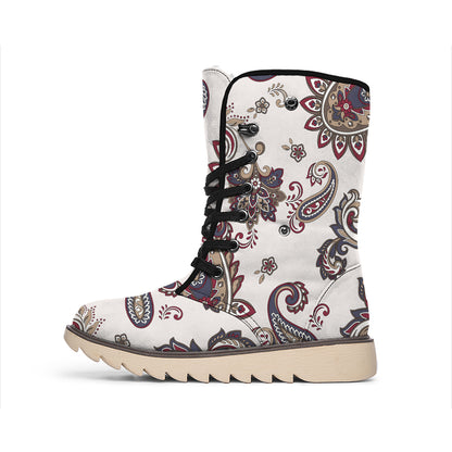 Vintage Paisley Pattern Print Winter Boots