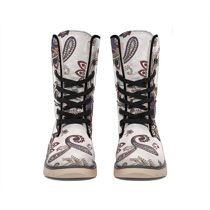 Vintage Paisley Pattern Print Winter Boots