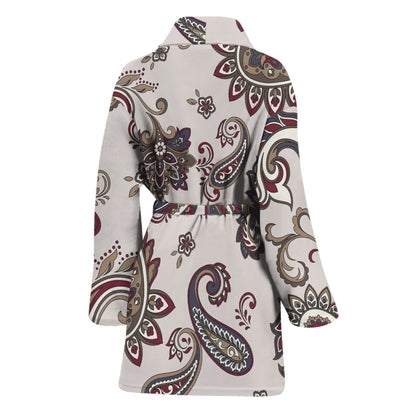 Vintage Paisley Pattern Print Women's Bathrobe
