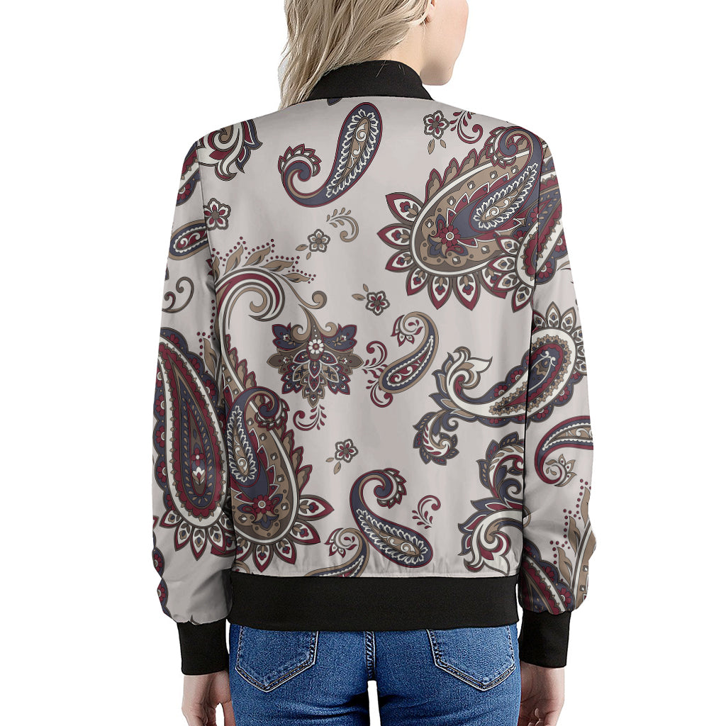Vintage Paisley Pattern Print Women's Bomber Jacket