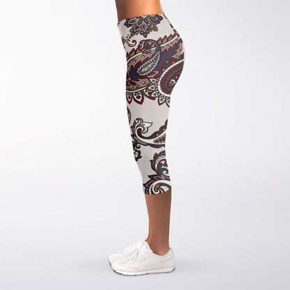 Vintage Paisley Pattern Print Women's Capri Leggings