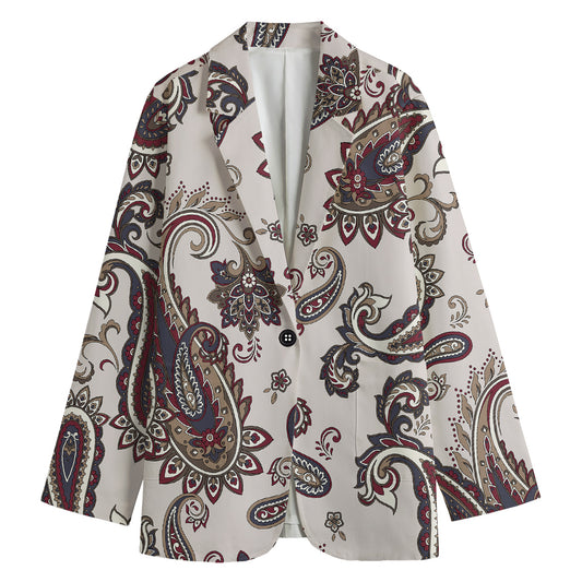 Vintage Paisley Pattern Print Women's Cotton Blazer