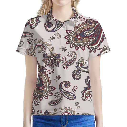 Vintage Paisley Pattern Print Women's Polo Shirt