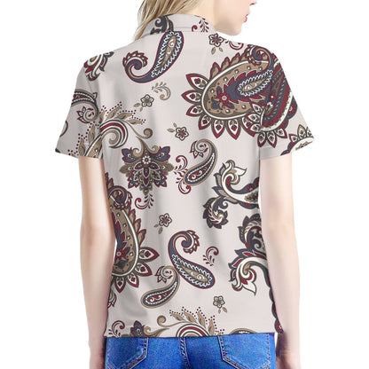 Vintage Paisley Pattern Print Women's Polo Shirt