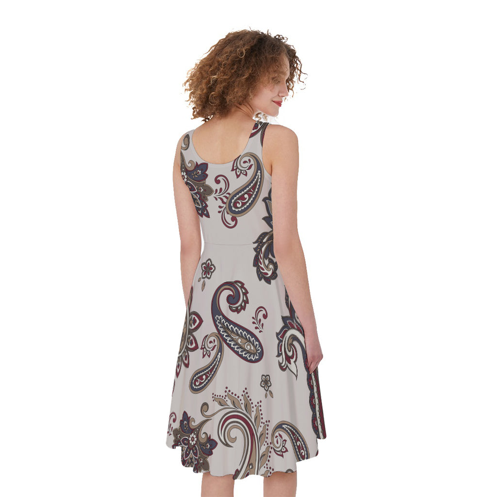 Vintage Paisley Pattern Print Women's Sleeveless Dress