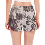 Vintage Paisley Pattern Print Women's Split Running Shorts