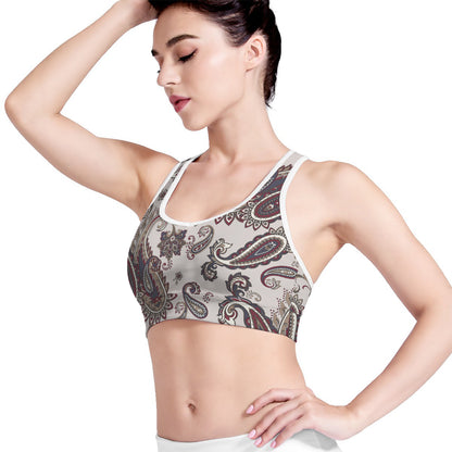 Vintage Paisley Pattern Print Women's Sports Bra