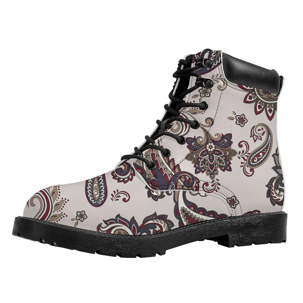 Vintage Paisley Pattern Print Work Boots