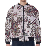 Vintage Paisley Pattern Print Zip Sleeve Bomber Jacket
