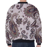 Vintage Paisley Pattern Print Zip Sleeve Bomber Jacket