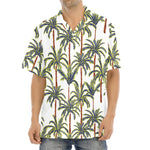 Vintage Palm Tree Beach Pattern Print Aloha Shirt