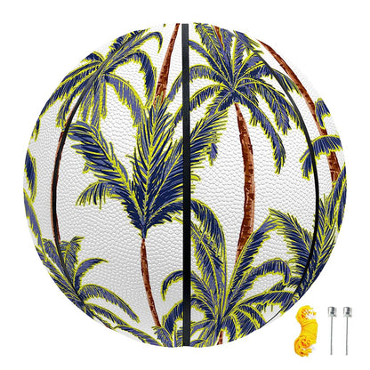 Vintage Palm Tree Beach Pattern Print Basketball