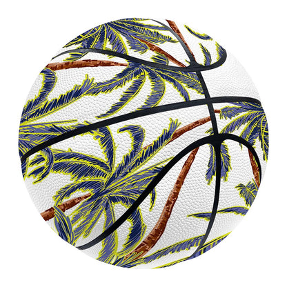 Vintage Palm Tree Beach Pattern Print Basketball