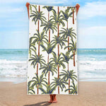 Vintage Palm Tree Beach Pattern Print Beach Towel