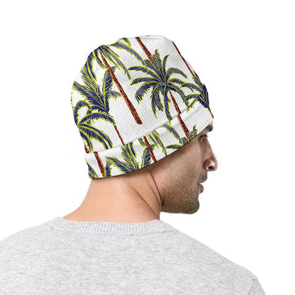 Vintage Palm Tree Beach Pattern Print Beanie