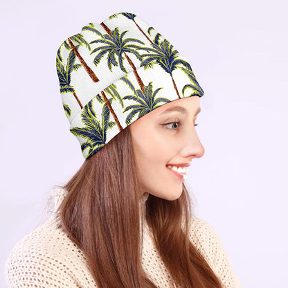 Vintage Palm Tree Beach Pattern Print Beanie