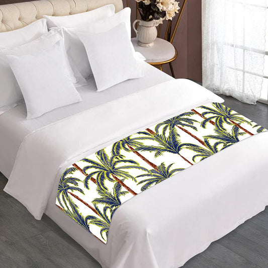Vintage Palm Tree Beach Pattern Print Bed Runner