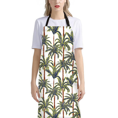 Vintage Palm Tree Beach Pattern Print Bib Apron With Pocket