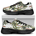 Vintage Palm Tree Beach Pattern Print Black Chunky Shoes