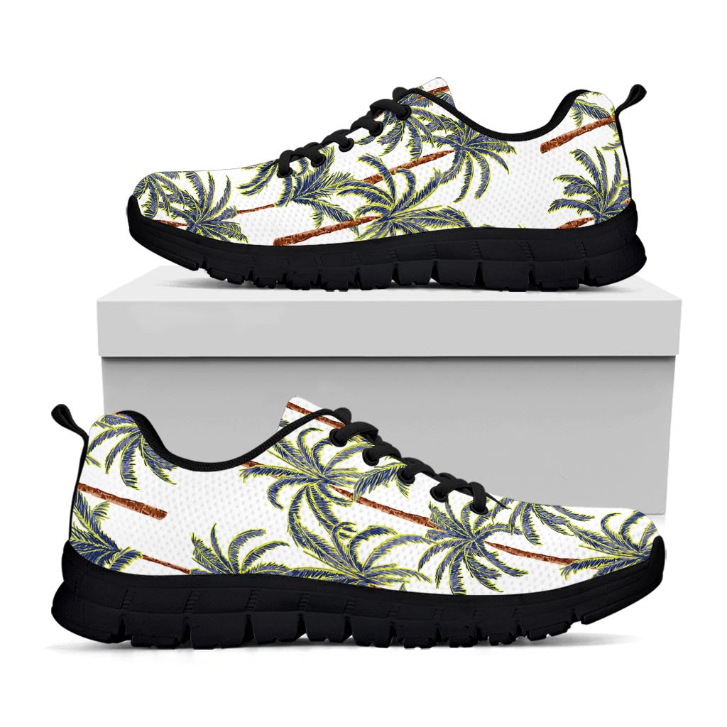 Vintage Palm Tree Beach Pattern Print Black Running Shoes
