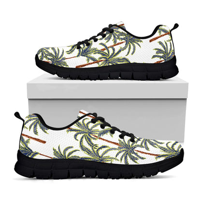 Vintage Palm Tree Beach Pattern Print Black Running Shoes