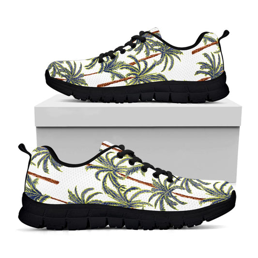 Vintage Palm Tree Beach Pattern Print Black Running Shoes