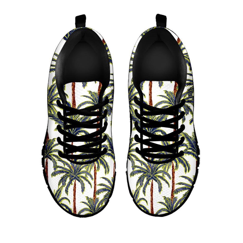 Vintage Palm Tree Beach Pattern Print Black Running Shoes