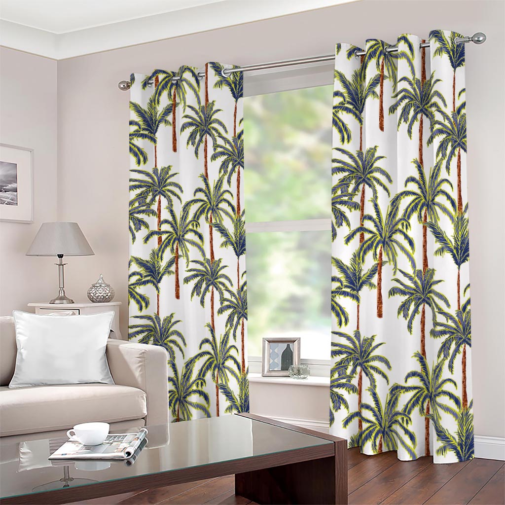 Vintage Palm Tree Beach Pattern Print Blackout Grommet Curtains