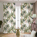 Vintage Palm Tree Beach Pattern Print Dimout Pencil Pleat Curtains