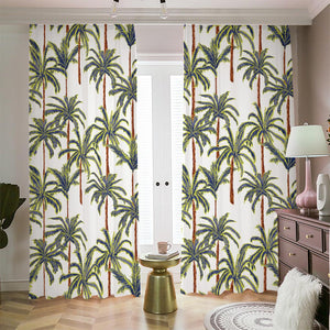 Vintage Palm Tree Beach Pattern Print Blackout Pencil Pleat Curtains