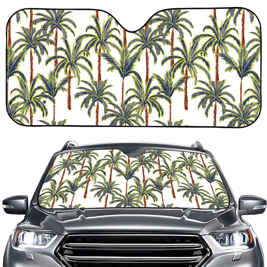 Vintage Palm Tree Beach Pattern Print Car Windshield Sun Shade