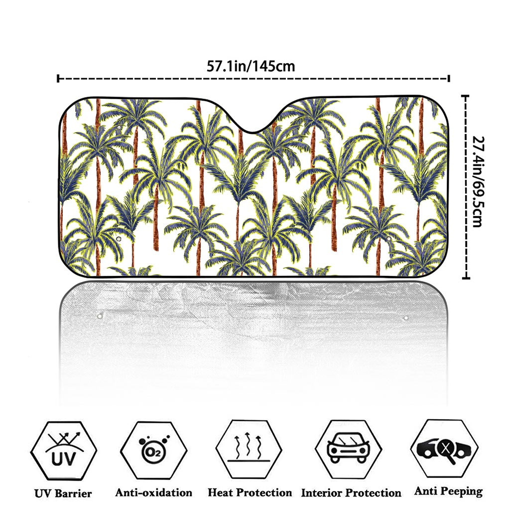 Vintage Palm Tree Beach Pattern Print Car Windshield Sun Shade
