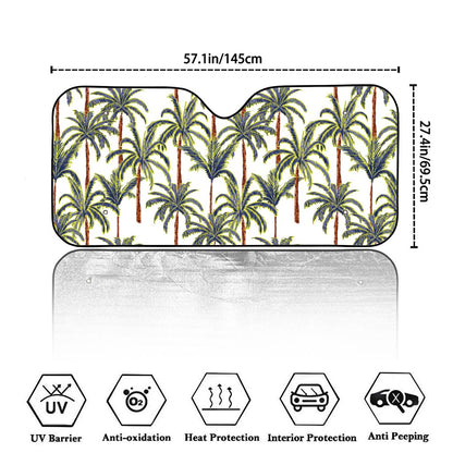 Vintage Palm Tree Beach Pattern Print Car Windshield Sun Shade