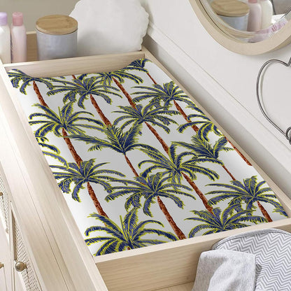 Vintage Palm Tree Beach Pattern Print Changing Pad Cover