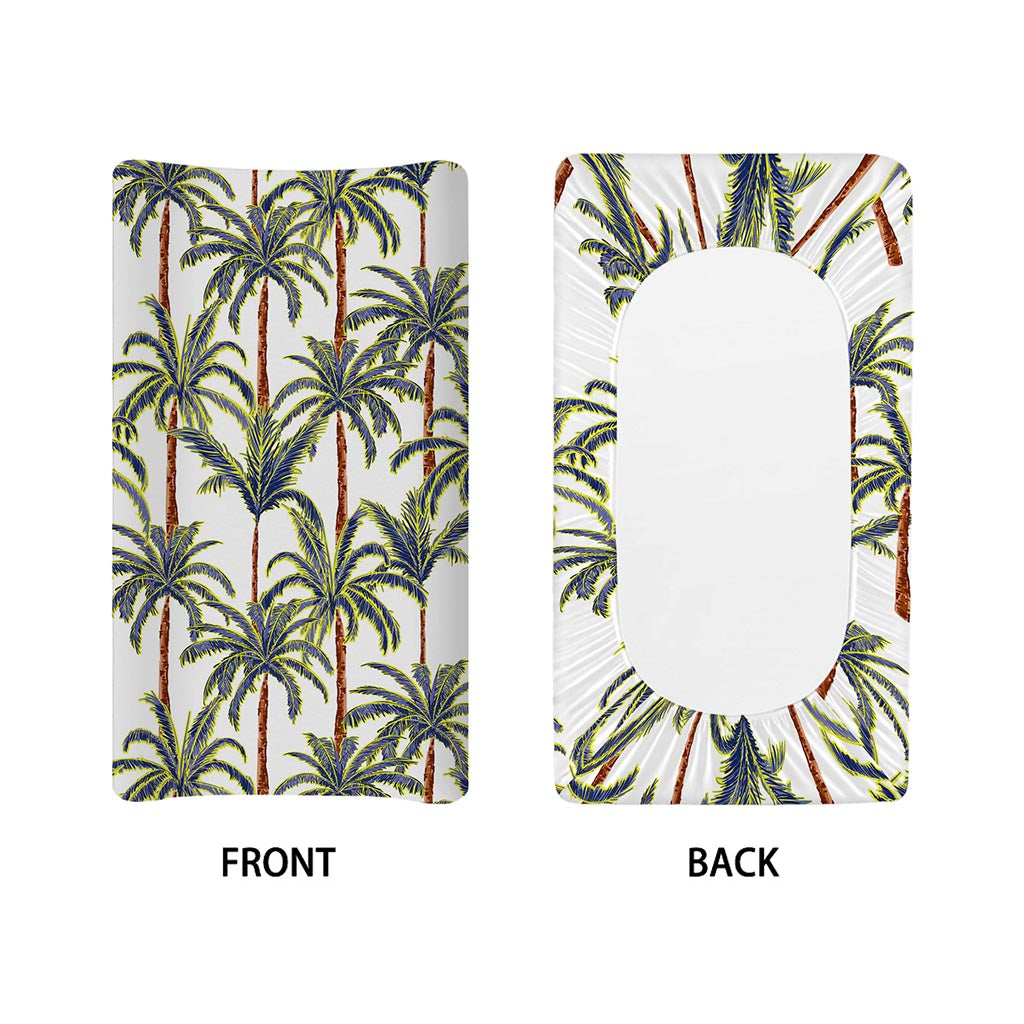 Vintage Palm Tree Beach Pattern Print Changing Pad Cover