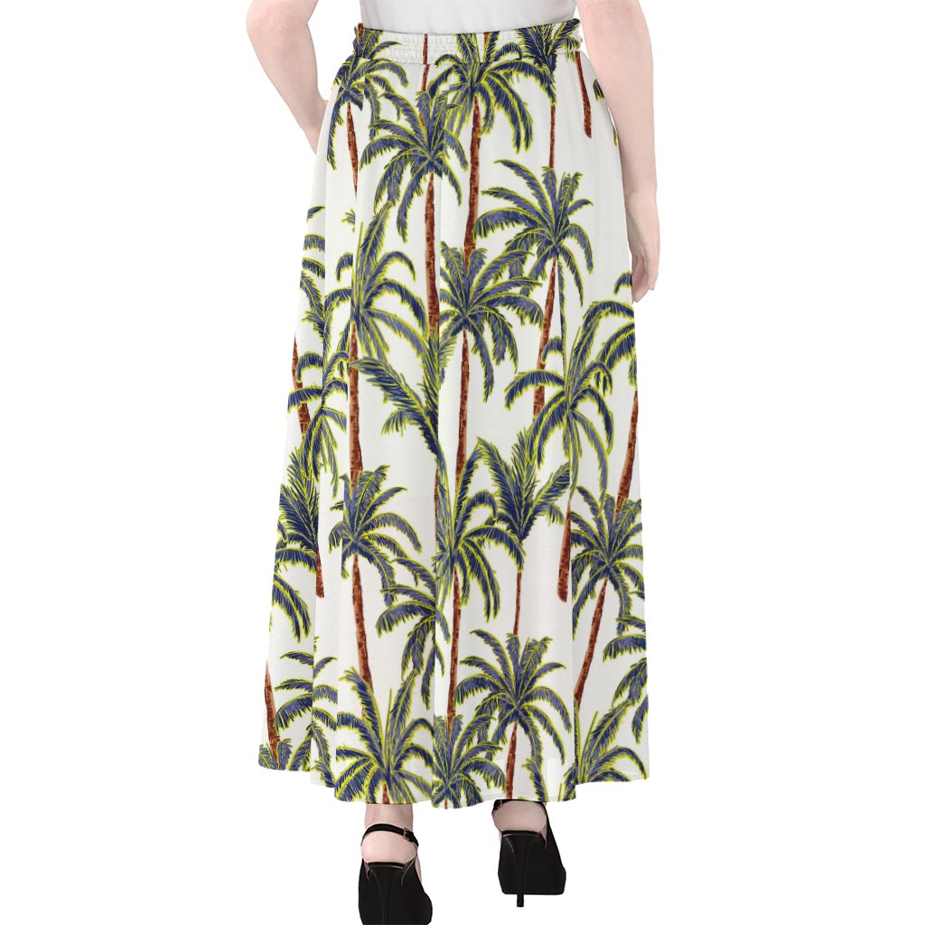 Vintage Palm Tree Beach Pattern Print Chiffon Maxi Skirt