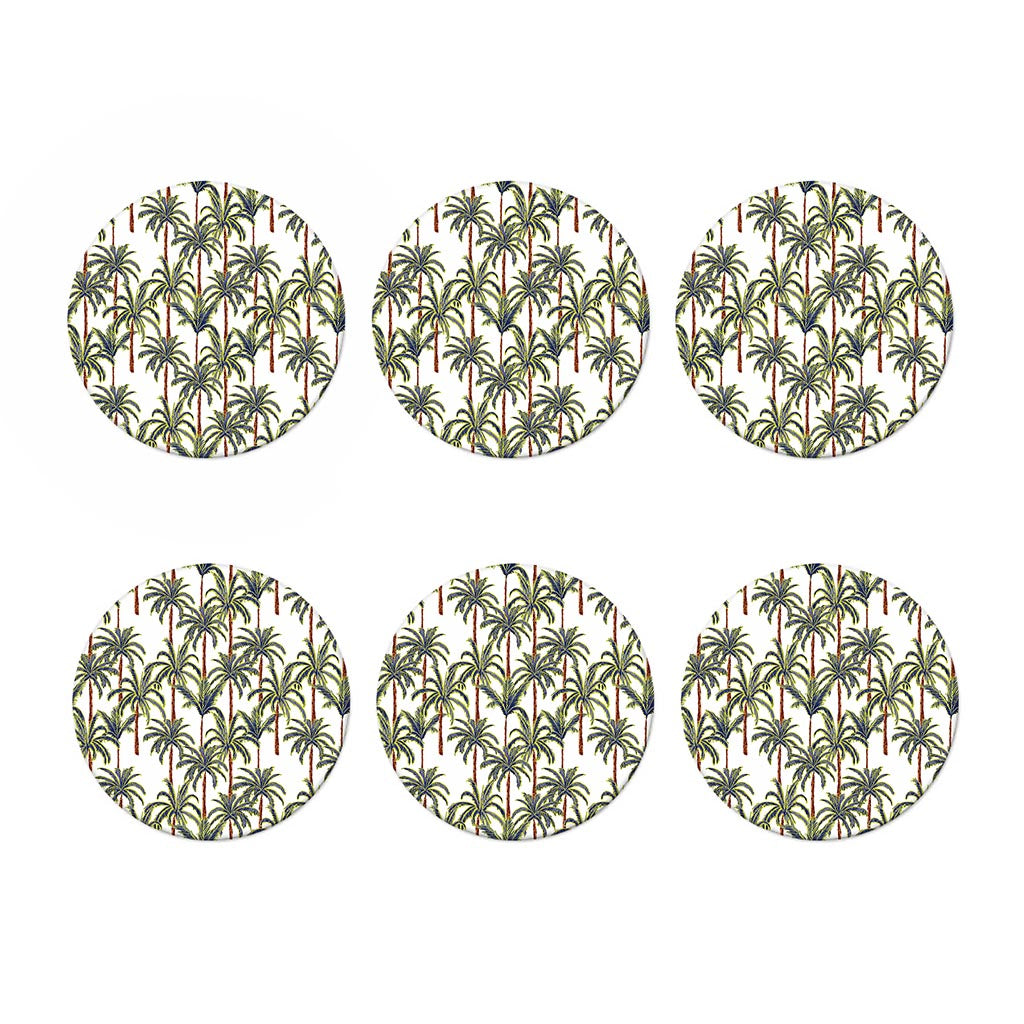 Vintage Palm Tree Beach Pattern Print Coaster Set
