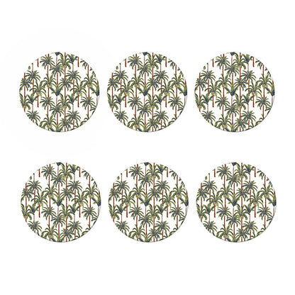 Vintage Palm Tree Beach Pattern Print Coaster Set