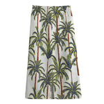 Vintage Palm Tree Beach Pattern Print Cotton Front Slit Maxi Skirt