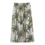 Vintage Palm Tree Beach Pattern Print Cotton Front Slit Maxi Skirt