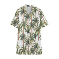 Vintage Palm Tree Beach Pattern Print Cotton Hawaiian Shirt
