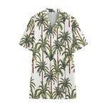 Vintage Palm Tree Beach Pattern Print Cotton Hawaiian Shirt