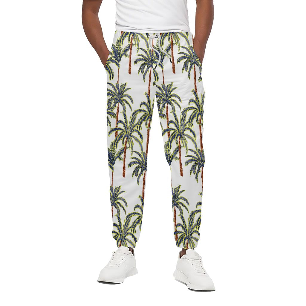 Vintage Palm Tree Beach Pattern Print Cotton Pants