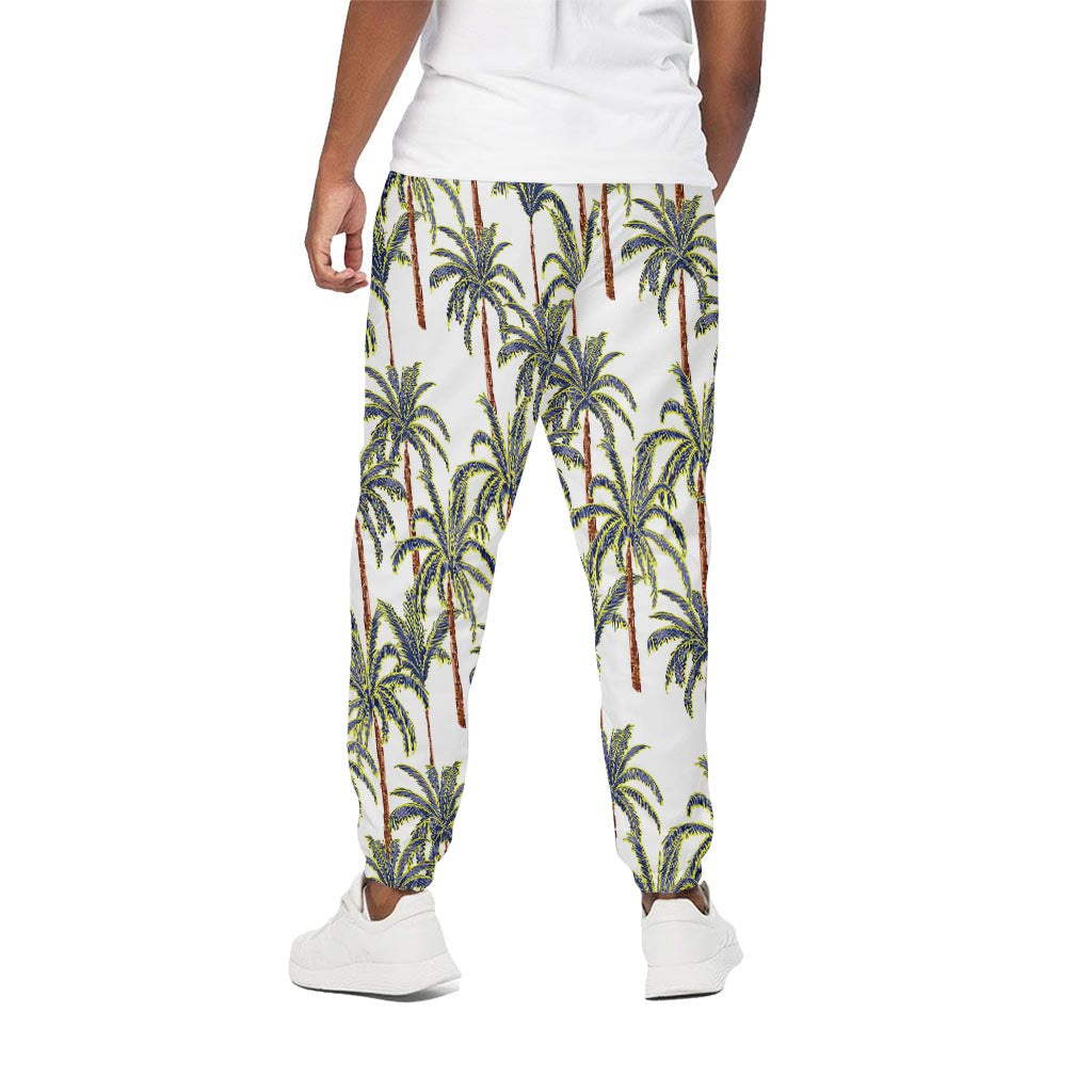 Vintage Palm Tree Beach Pattern Print Cotton Pants